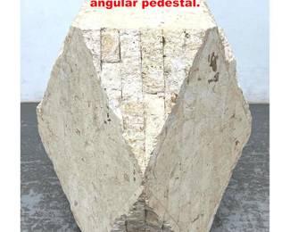 Lot 1612 Tessellated stone and wood angular pedestal.