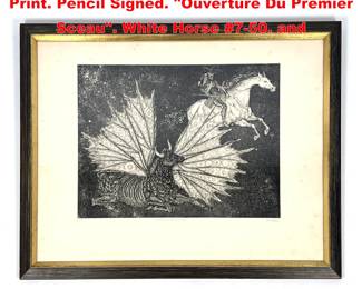 Lot 1785 JACQUES HOUPLAIN Aquatint Print. Pencil Signed. Ouverture Du Premier Sceau. White Horse 750. and