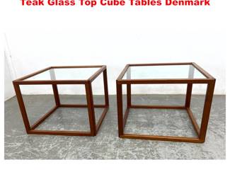 Lot 1772 Pair Danish Modern Kai Kristiansen Teak Glass Top Cube Tables Denmark