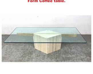 Lot 1748 Travertine and Brass tone Diamond Form Coffee table.
