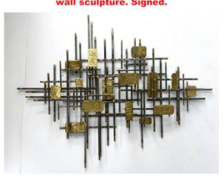 Lot 1684 S Bohunicky Brutalist mixed metal wall sculpture. Signed.