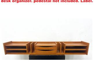 Lot 1971 Pedersen and Hansen teak long desk organizer. pedestal not included. Label.