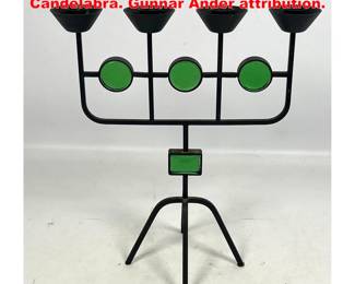 Lot 1602 Scandinavian Green Glass, Iron Candelabra. Gunnar Ander attribution.