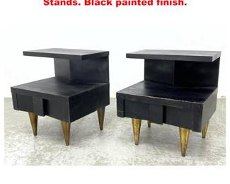 Lot 2043 Pair 50s Modern Side Table Night Stands. Black painted finish.