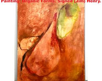 Lot 1759 Signed HENRY Modernist Abstract Painting. Organic Forms. Signed Jim Henry.