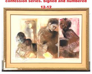 Lot 1898 HELEN BRANCETO monoprint 1989 confession series. Signed and numbered 1212
