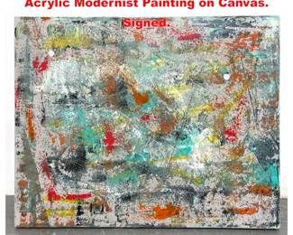 Lot 1817 DENNIS SAKELSON Abstract Acrylic Modernist Painting on Canvas. Signed.