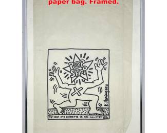 Lot 1788 KEITH HARING offset lithographic paper bag. Framed.