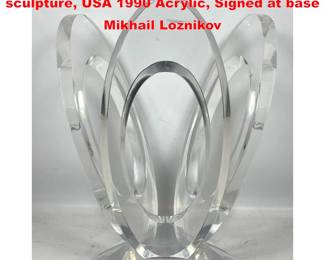 Lot 2001 Eclipse of Time Table Base Lucite sculpture, USA 1990 Acrylic, Signed at base Mikhail Loznikov