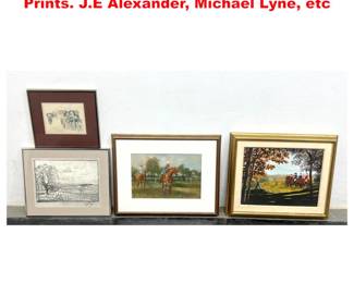 Lot 1909 4pcs signed horse paintings and Prints. J.E Alexander, Michael Lyne, etc