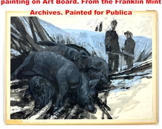 Lot 2168 EDWARD VEBELL Wild Boars painting on Art Board. From the Franklin Mint Archives. Painted for Publica