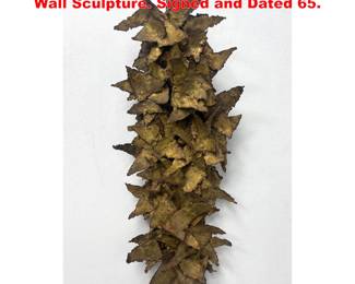 Lot 1658 Phil Rowe Brutalist Mixed Metal Wall Sculpture. Signed and Dated 65.