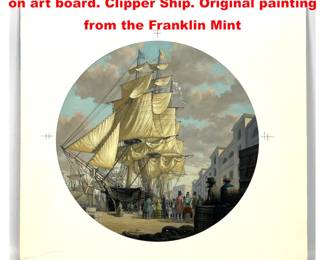 Lot 2182 Len J Pearce ORIENTAL painting on art board. Clipper Ship. Original painting from the Franklin Mint
