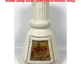 Lot 1619 Mid Century Modern Brutalist Hand made lamp base with resinflower inlay.
