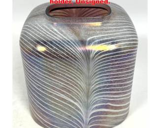 Lot 1696 Art glass tissue box holder. Unsigned.