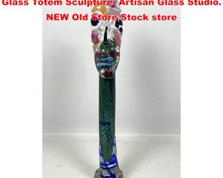 Lot 1609 Signed Figural Modernist Head Glass Totem Sculpture. Artisan Glass Studio. NEW Old Store Stock store