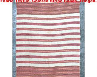 Lot 1947 4 .5 X 5 7.5 Woven Homespun Fabric Textile. Colored Stripe Bands. Fringed.