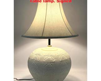 Lot 2032 Samino 1987. Plaster Bulbouse Table lamp. Signed