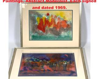 Lot 1611 2pc ROSENBORG Watercolor Paintings. Abstract Modernist. Each signed and dated 1969.