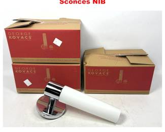 Lot 1907 3pcs George Kovacs White Glass Sconces NIB