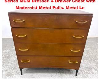 Lot 1942 HEYWOOD WAKEFIELD Contessa Series MCM Dresser. 4 Drawer Chest with Modernist Metal Pulls. Metal Le