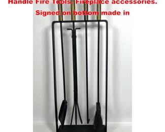 Lot 1661 Mid Century Modern Pilgrim Brass Handle Fire Tools. Fireplace accessories. Signed on bottom made in