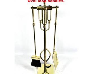 Lot 2092 Modernist Brass Fireplace Tools. Oval loop handles.