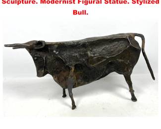 Lot 1904 After Pablo Picasso Bronze Bull Sculpture. Modernist Figural Statue. Stylized Bull.