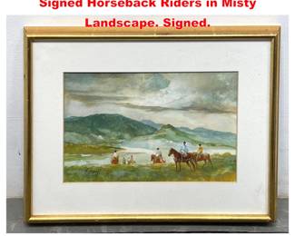 Lot 2093 RALPH SCHARFF Pastel Painting. Signed Horseback Riders in Misty Landscape. Signed.