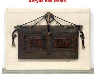 Lot 1833 Far Eastern Wood Window Panel in Acrylic box frame.