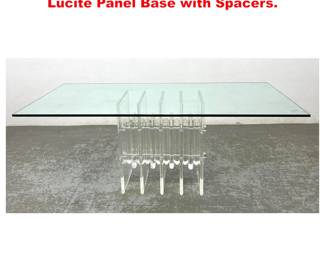 Lot 1750 Lucite and glass dining table. 5 Lucite Panel Base with Spacers.