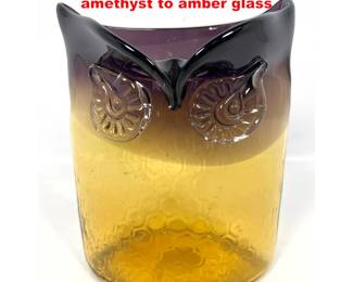 Lot 1645 Art glass Owl vase. Ombre amethyst to amber glass