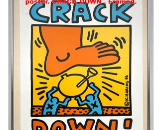 Lot 1725 KEITH HARING offset lithograph poster. CRACK DOWN . Framed.