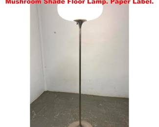 Lot 2024 DESIGNLINE Stainless Base Glass Mushroom Shade Floor Lamp. Paper Label.