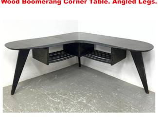 Lot 2016 Mid Century Modern Dark Stained Wood Boomerang Corner Table. Angled Legs.