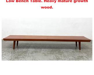 Lot 1626 Artisan Made Mahogany Hard Wood Low Bench Table. Heavy mature growth wood.