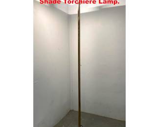 Lot 1999 Italian Brass Stem Frosted Glass Shade Torchiere Lamp.