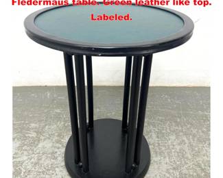 Lot 1874 Josef Hoffman model 728 Fledermaus table. Green leather like top. Labeled.