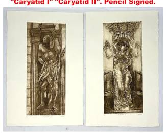 Lot 2185 Pr Artist Signed Prints. AVER. Caryatid I Caryatid II. Pencil Signed.
