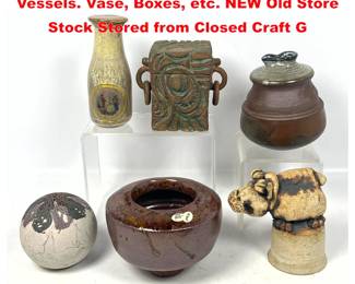 Lot 2120 6pc Vintage Studio Pottery Vessels. Vase, Boxes, etc. NEW Old Store Stock Stored from Closed Craft G