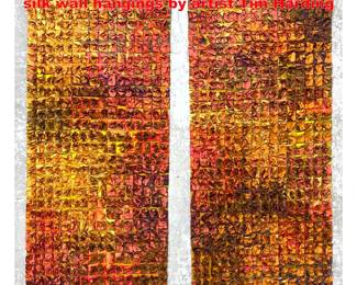 Lot 1779 2pc Tim Harding matching ruched silk wall hangings by artist Tim Harding