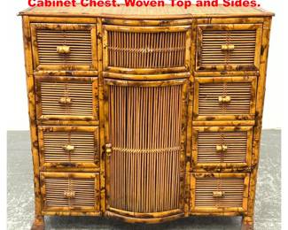 Lot 2046 Bamboo Rattan Multi Drawer Cabinet Chest. Woven Top and Sides.