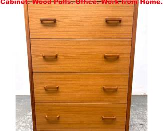 Lot 2005 Danish Modern 4 Drawer File Cabinet. Wood Pulls. Office. Work from Home.