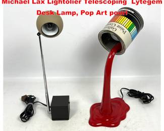 Lot 1699 2pc Lamps Vintage Mid Century Michael Lax Lightolier Telescoping Lytegem Desk Lamp, Pop Art pouri