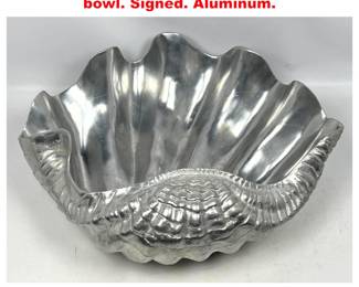 Lot 1615 Large Arthur Court 1988 Clam shell bowl. Signed. Aluminum.