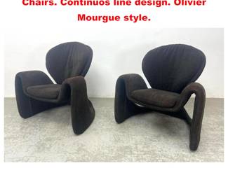 Lot 2010 Pair Sculptural Postmodern Lounge Chairs. Continuos line design. Olivier Mourgue style.
