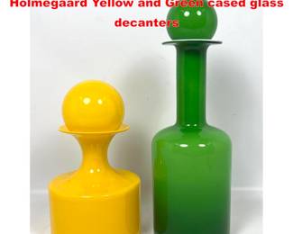 Lot 1666 2pc Guulvase by Otto Brauer for Holmegaard Yellow and Green cased glass decanters