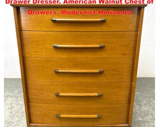 Lot 2053 HENREDON Heritage MCM Walnut 5 Drawer Dresser. American Walnut Chest of Drawers. Modernist Horizonta