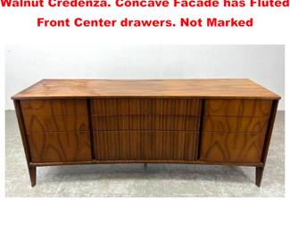 Lot 2039 UNAGUSTA American Modern Walnut Credenza. Concave Facade has Fluted Front Center drawers. Not Marked