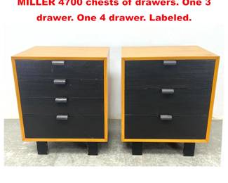 Lot 1870 Pr George Nelson for HERMAN MILLER 4700 chests of drawers. One 3 drawer. One 4 drawer. Labeled.